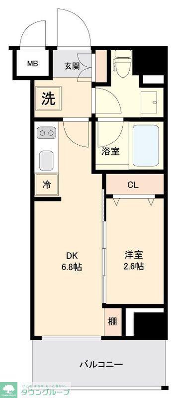 KI-LIGHT KINSHICHO(1DK/3階)の間取り写真