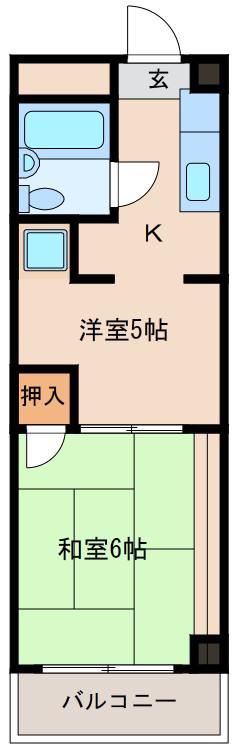 白倉マンション(2K/7階)の間取り写真