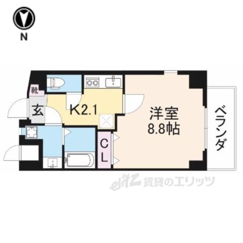 グランツ寝屋川(1K/3階)の間取り写真