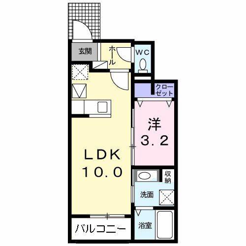 ボヌール・アイ(1LDK/1階)の間取り写真