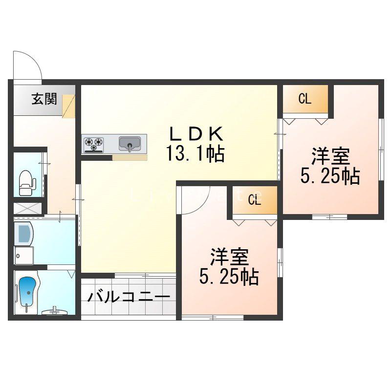 プライム神戸垂水(2LDK/3階)の間取り写真