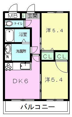 アンクレージュ光の森東(2DK/3階)の間取り写真