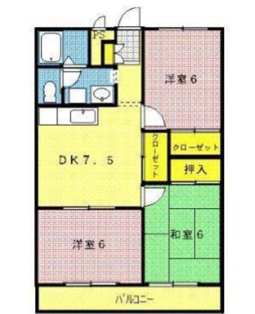 サンライトハイツA棟(3DK/2階)の間取り写真