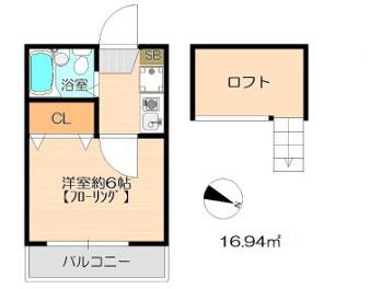 リベルタ北久里浜(1K/2階)の間取り写真