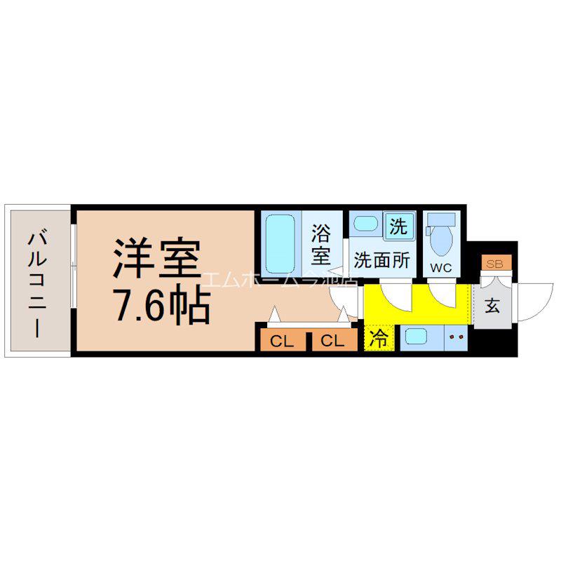 S-RESIDENCE桜本町AWESOME(1K/7階)の間取り写真