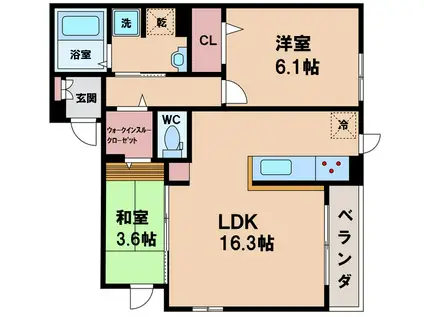 クラシスト今川4丁目(2LDK/1階)の間取り写真