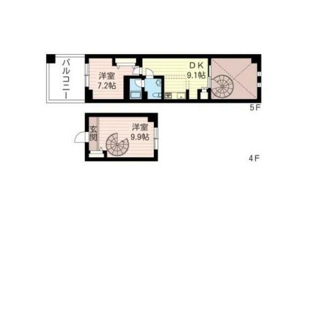 レジデンスシャルマン月島 部屋番号0(2DK/4階)の間取り写真