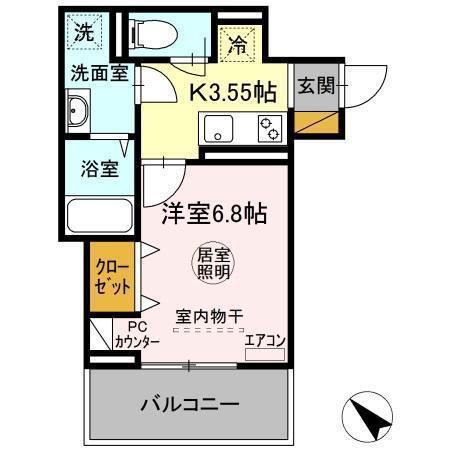 FORTUNEX (1K/2階)の間取り写真