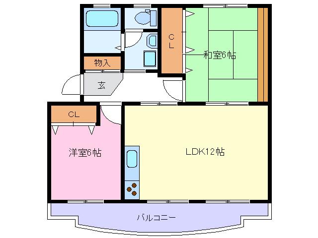 メゾンドールI(2LDK/2階)の間取り写真