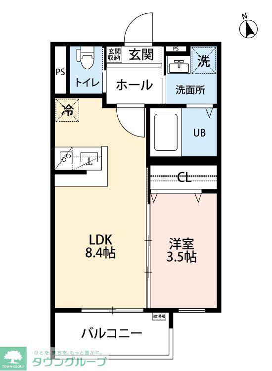 サクラテラス 箱崎宮(1LDK/1階)の間取り写真