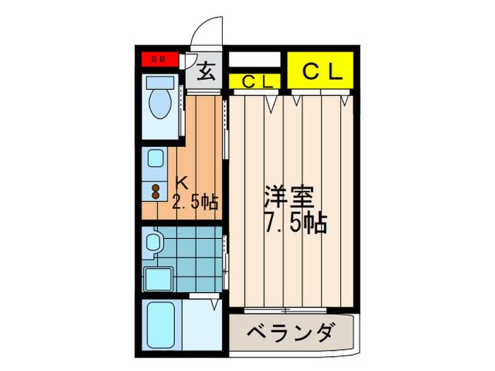 ヴィラくずは(1K/1階)の間取り写真