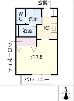 サン・バニアン(1K/1階)の間取り写真