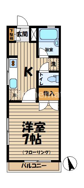 弥生ハイツ(1K/2階)の間取り写真
