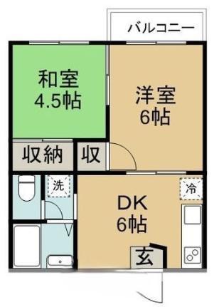 ハイネス光南(2DK/1階)の間取り写真