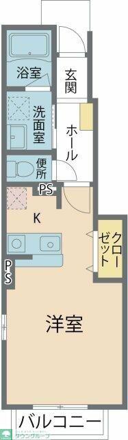 ファーストヒルIII(ワンルーム/1階)の間取り写真