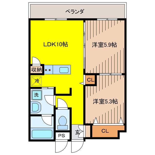 ハッピーグランド(2LDK/1階)の間取り写真