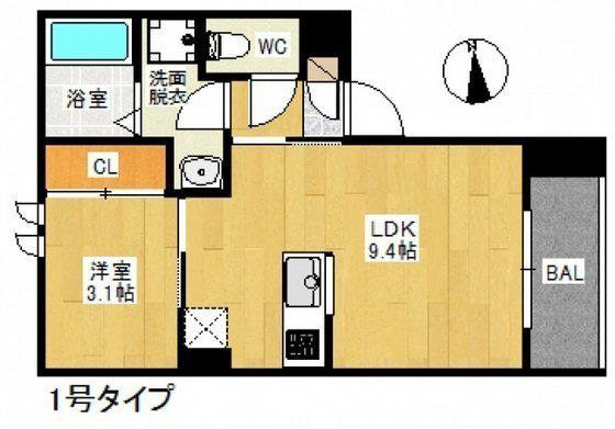 REGALEST SUNS 宇品(1LDK/3階)の間取り写真
