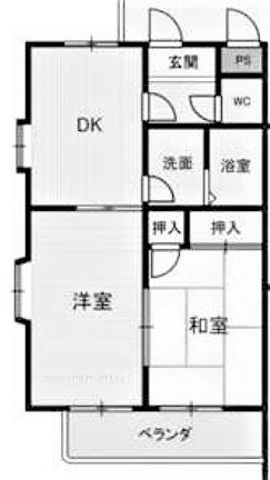 リバティビル(2DK/2階)の間取り写真