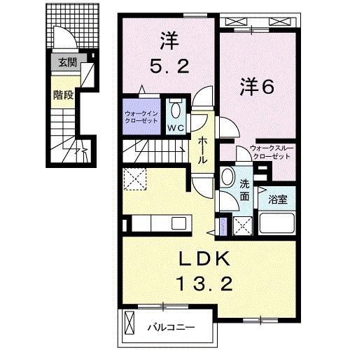 コンフォーティア・II(2LDK/2階)の間取り写真