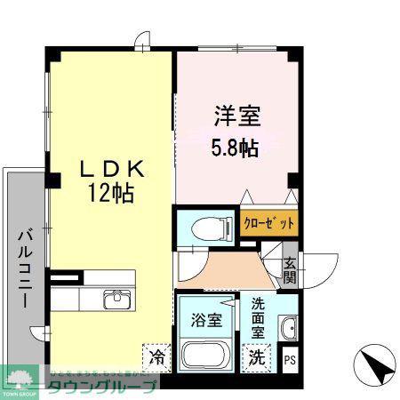 SKYE城山(1LDK/2階)の間取り写真