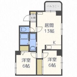 スノーアベニュー広和NO12(2LDK/2階)の間取り写真