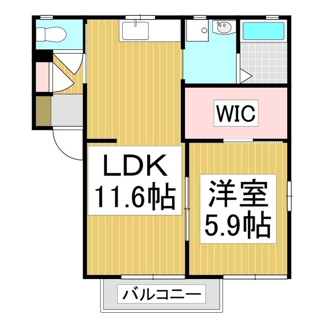ヴィラシャンテA(1LDK/2階)の間取り写真