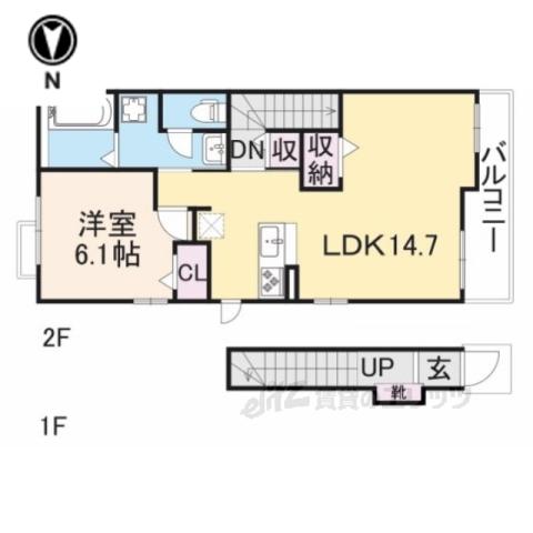 レイピア1(1LDK/2階)の間取り写真