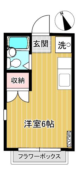 アクシス山口台(ワンルーム/2階)の間取り写真
