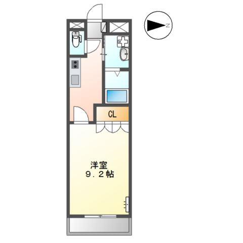 アイディール・Y(1K/2階)の間取り写真