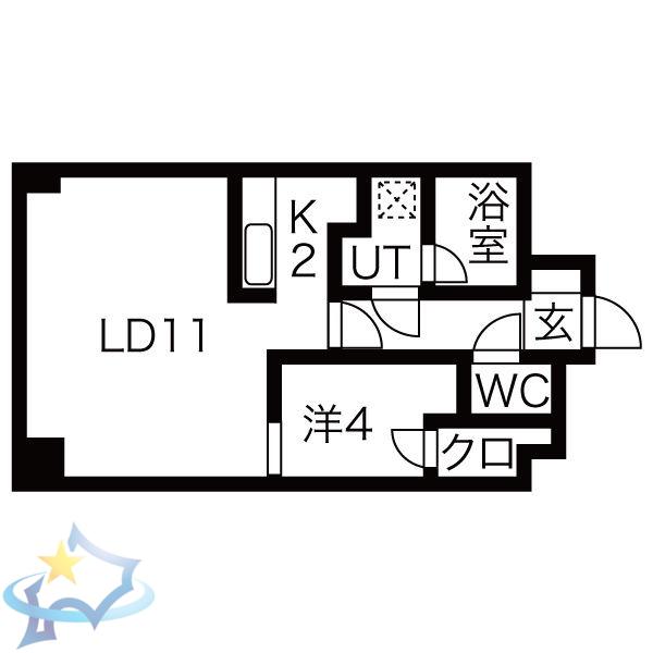 ノール山鼻(1LDK/6階)の間取り写真