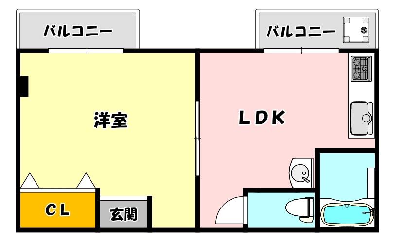 マンションシャトロー(1LDK/2階)の間取り写真