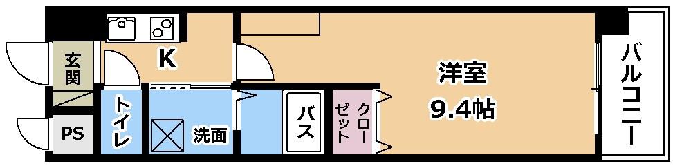 RAINBOW CITY MINAMIKUSATSU(1K/5階)の間取り写真