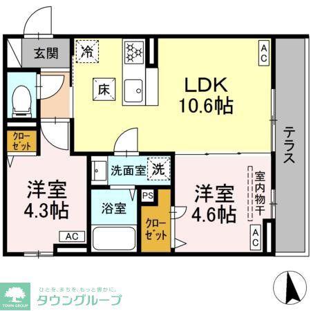 セレスティア新小岩(2LDK/1階)の間取り写真