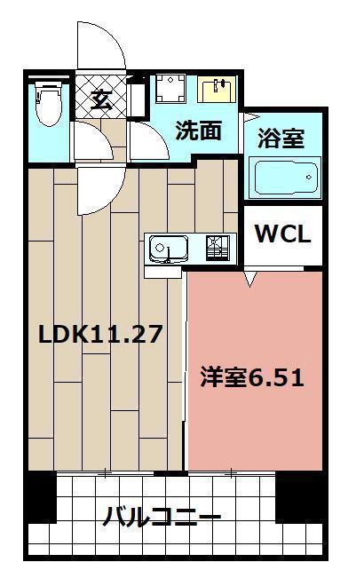 CENTER MARK三萩野(1LDK/5階)の間取り写真