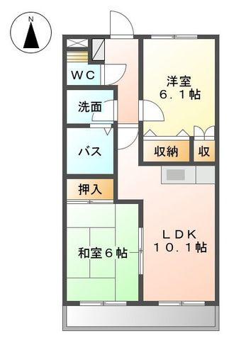 セカンドサンテツ(2LDK/3階)の間取り写真