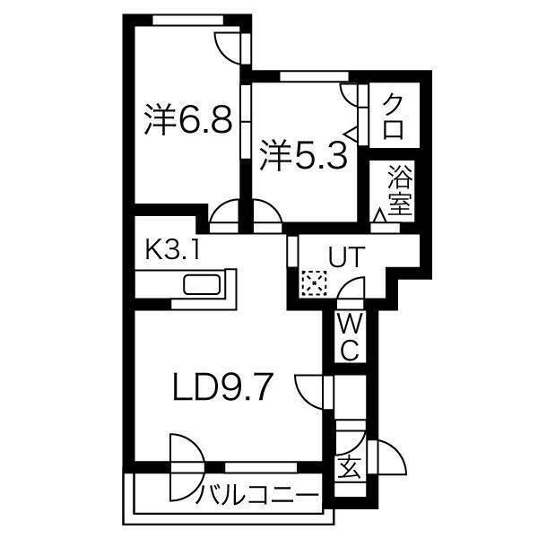 グランメール栄通A(2LDK/3階)の間取り写真