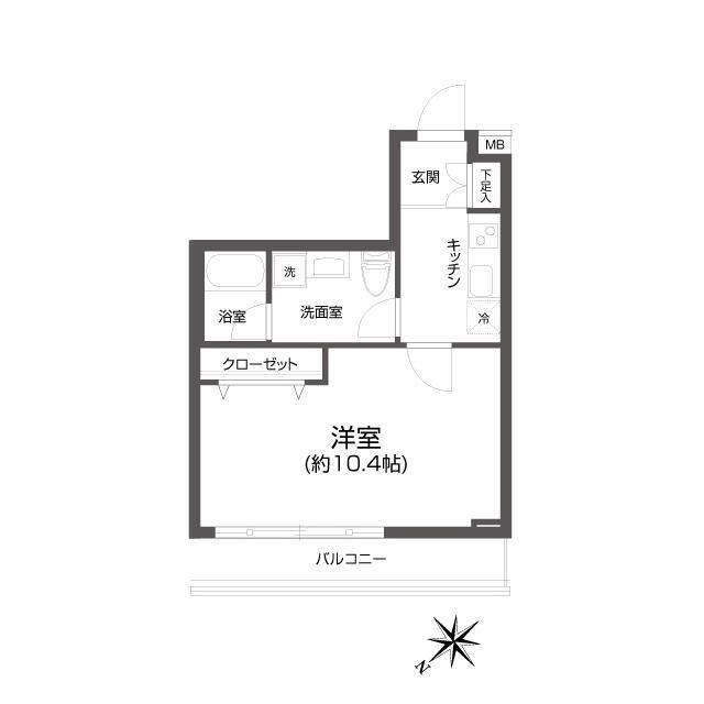 パセオ中目黒(1K/2階)の間取り写真