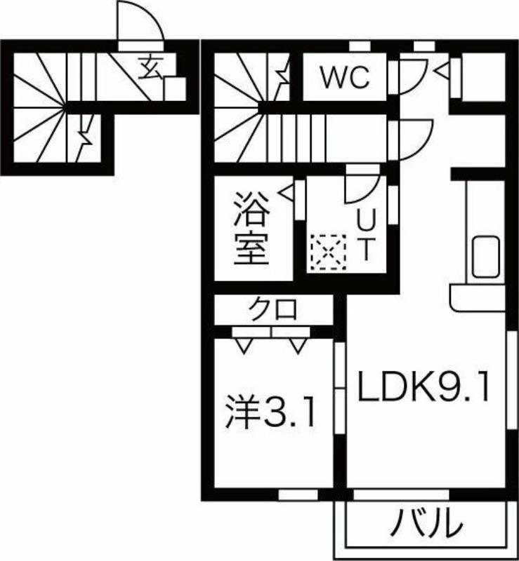 FOLUNAI(1LDK/2階)の間取り写真