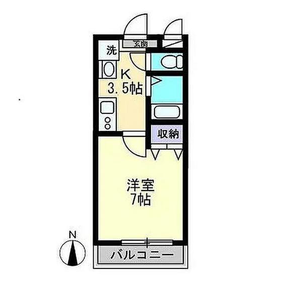 クレセント富町(1K/1階)の間取り写真