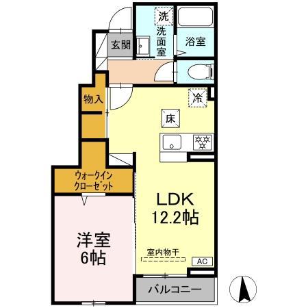 ゆずの樹(1LDK/1階)の間取り写真