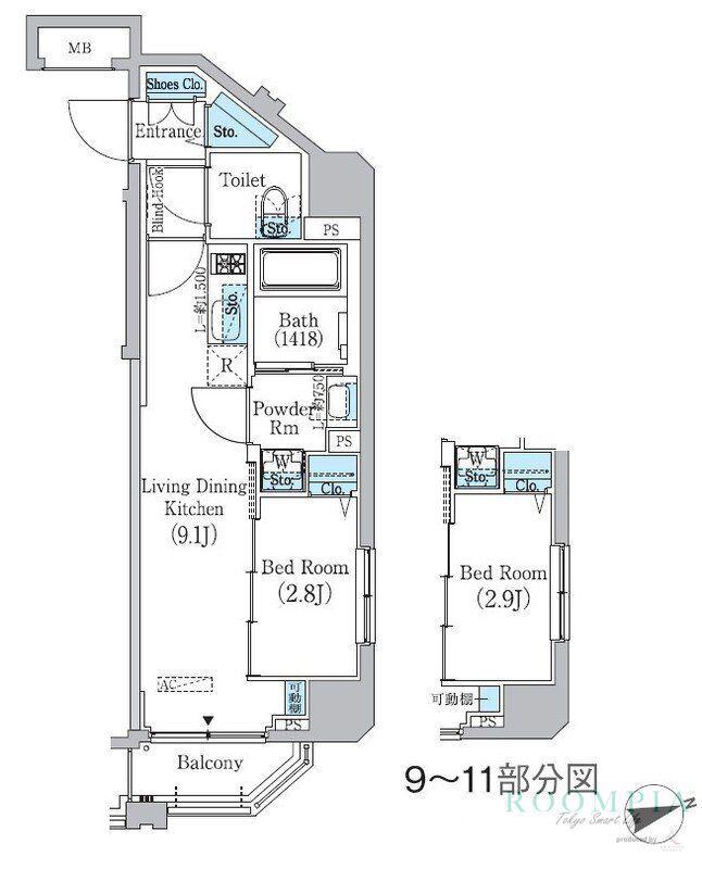 プライムブリス東中野駅前(1LDK/10階)の間取り写真