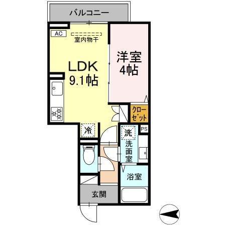 セレスティア西寺尾 A(1LDK/3階)の間取り写真