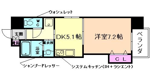 GRACE TM(1DK/6階)の間取り写真