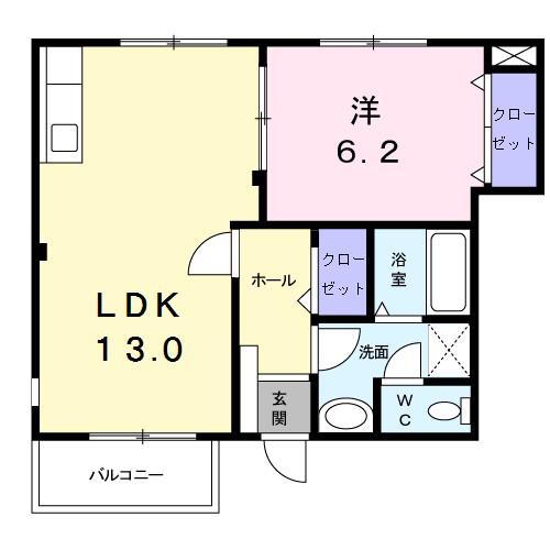 サンシャインヒルズI(1LDK/1階)の間取り写真