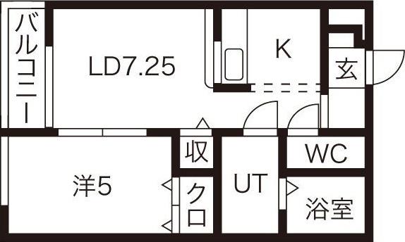 サンファーム(1LDK/1階)の間取り写真