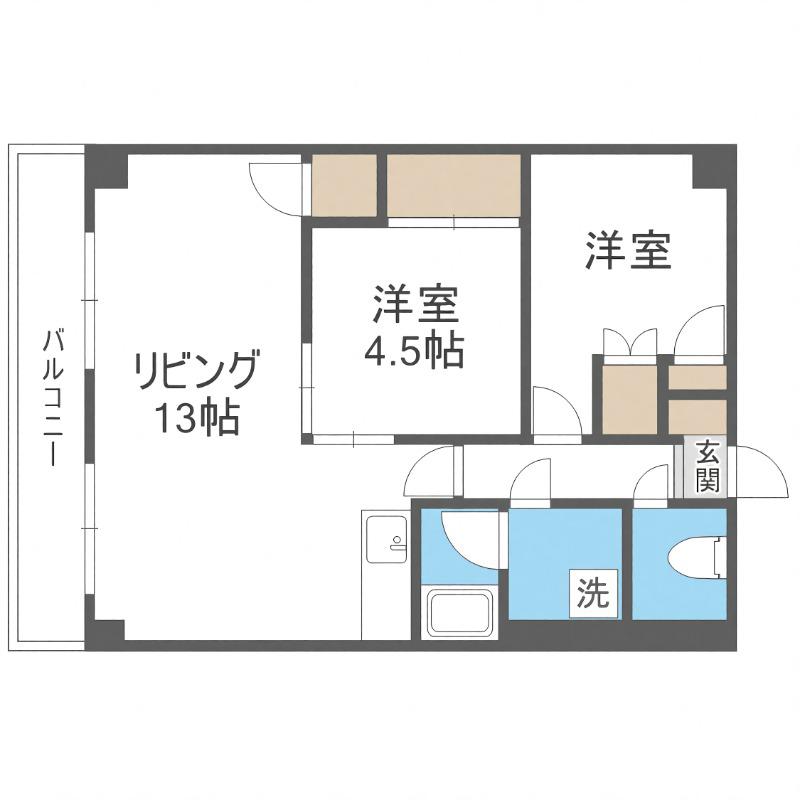 第78松井ビル(2LDK/9階)の間取り写真