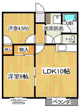 大和ハイツ(2LDK/2階)の間取り写真