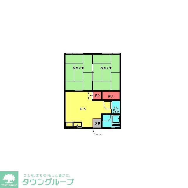永瀬ハイツ(2DK/2階)の間取り写真