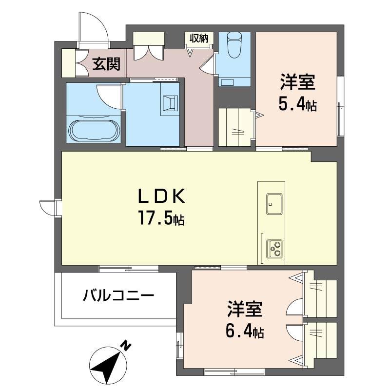 クレスティーク(2LDK/2階)の間取り写真