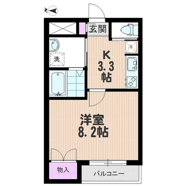 クォリティー武蔵浦和(1K/2階)の間取り写真